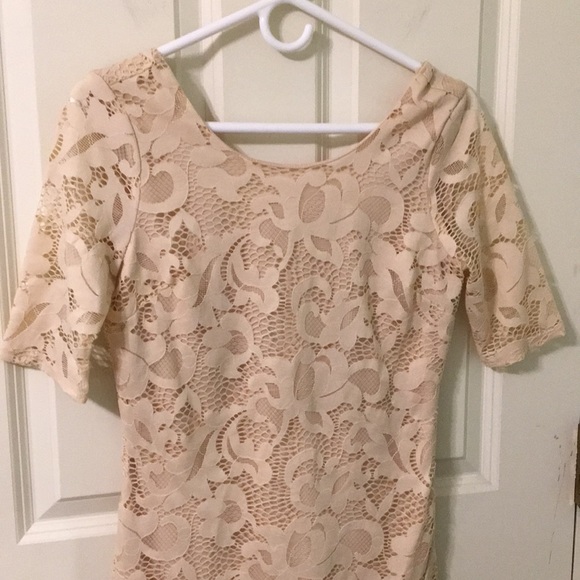 SeXy Lace Overlay Beige Neutral Slip Dress S M - Picture 1 of 8